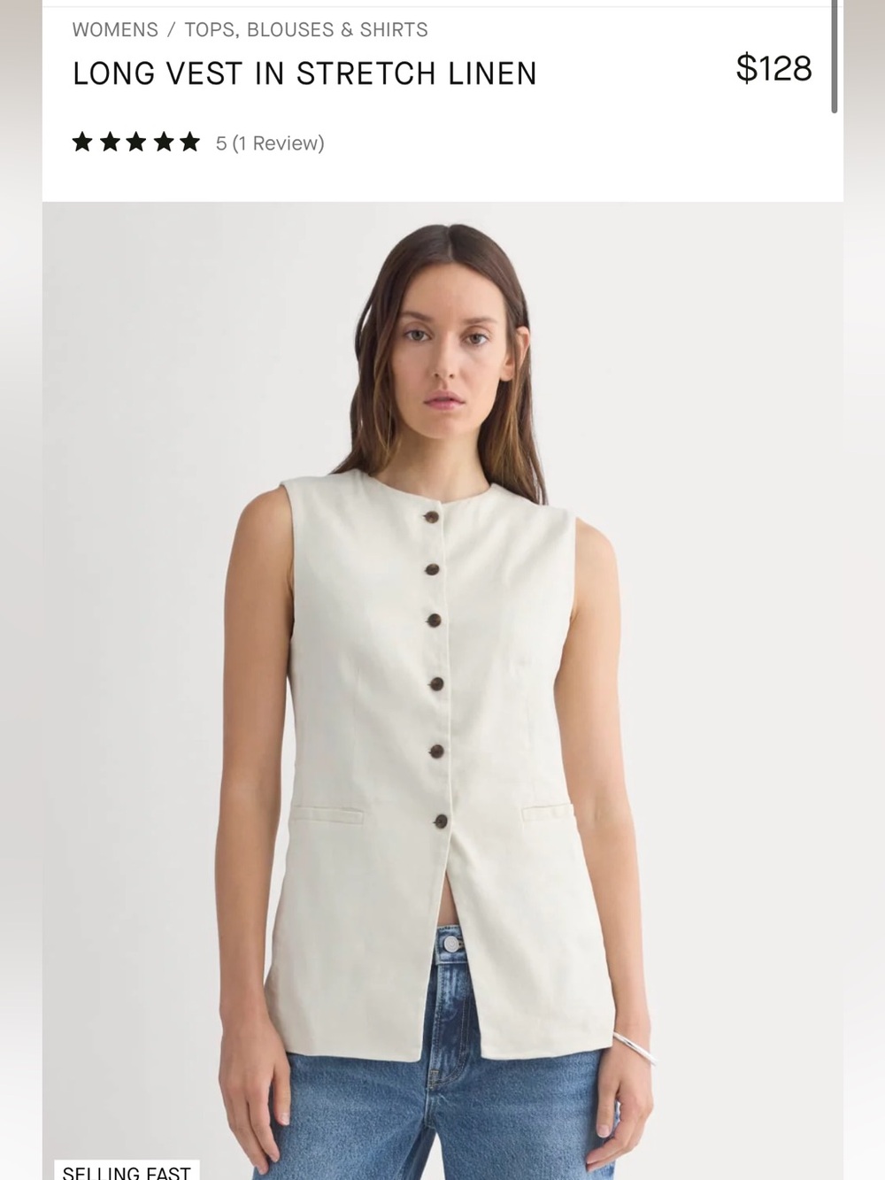 Everlane Long Vest in Stretch Linen